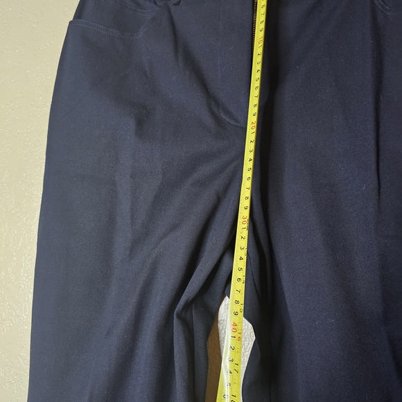 VTG ST. JOHN Sport Marie Gray Designer Navy Gold Accent Crop Ankle Pants Size 16 - Picture 7 of 8